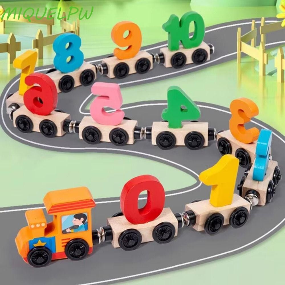 MIQUELPW Magnetic Wooden Train Toys, Number/Animal Educational ...