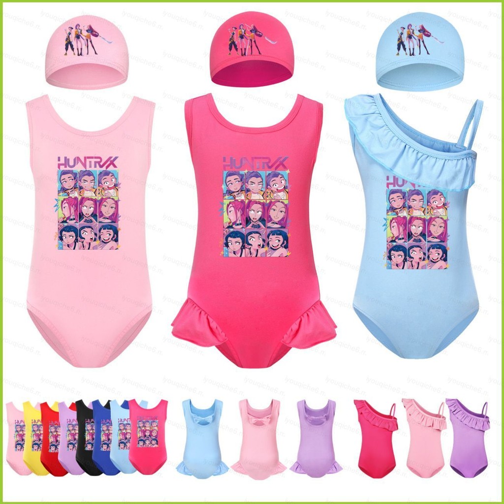 SY6 KPOP Demon Hunters cartoon print Girls one piece swimsuit and swim ...