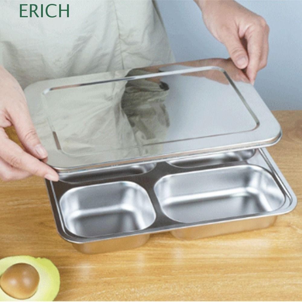 ERICH Divided Lunch Box, Stainless Steel with Lid Divided Dinner Tray ...