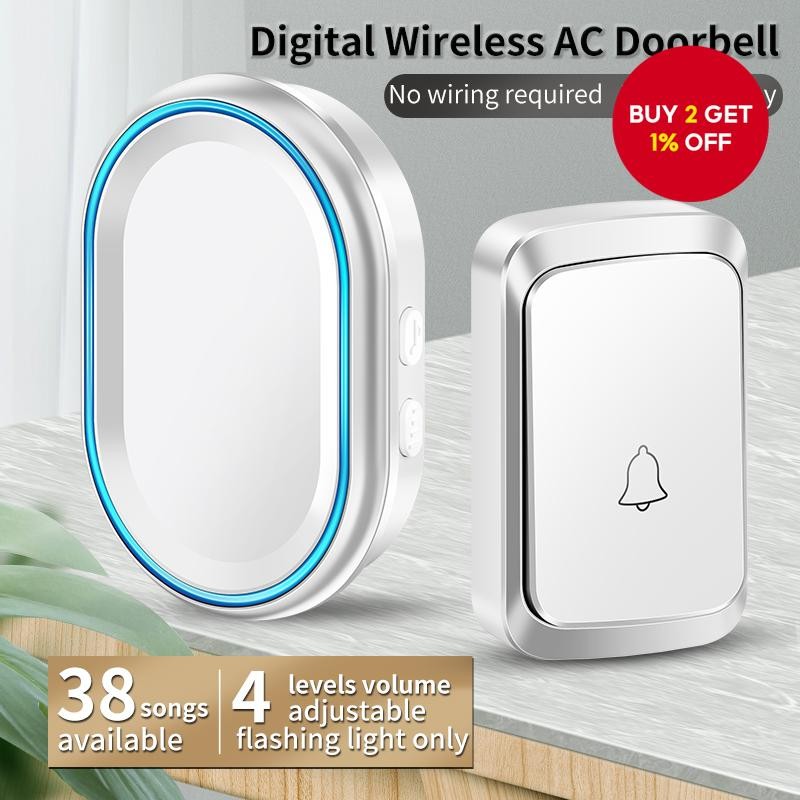 Waterproof intelligent wireless doorbell, call bell,door chime with LED ...