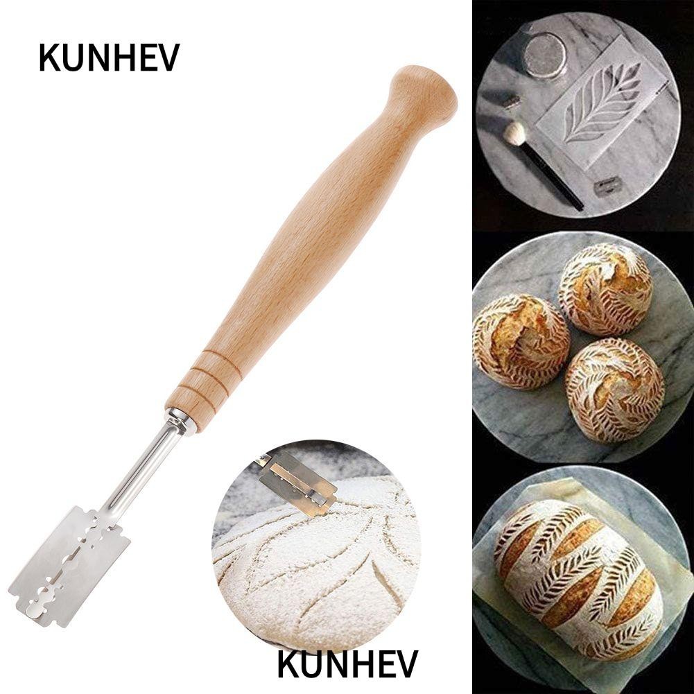 KUNHEV Bread Cutter Curved Baking Mold Wooden Handle Dough Scoring ...