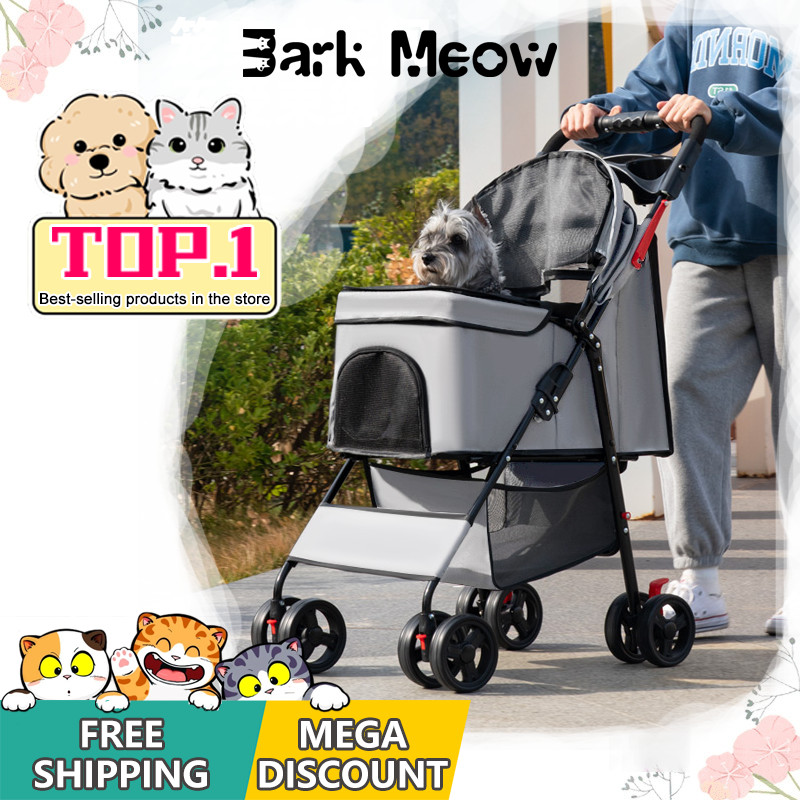 Foldable Pet Trolley Dog Cart 4 Wheels Fit for 20KG travel Carrier ...