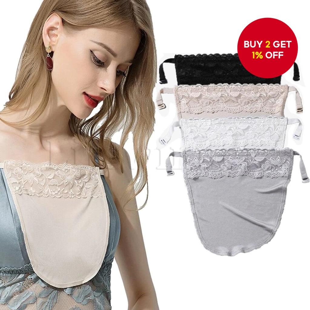 Women's Insertable Camisole Bra - Invisible Clip-On, Lace Faux Back ...