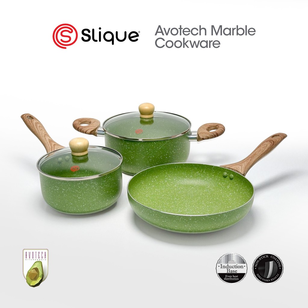 SLIQUE Avotech Marble Non-Stick Cookware – Fry Pan, Saucepan & Dutch ...