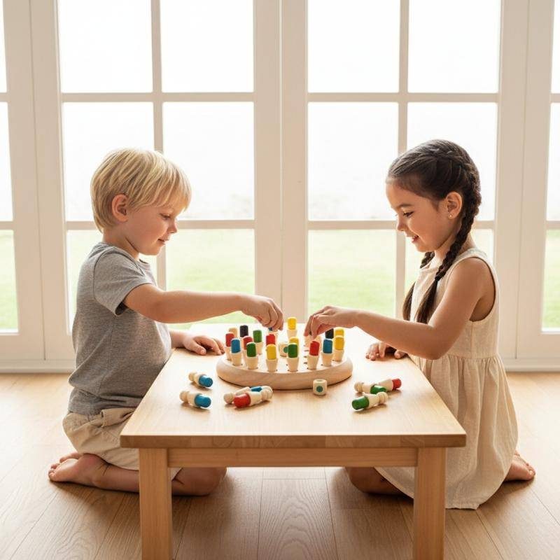 TasteTasty Wooden Memory Match Sti Chess Color Game Board Puzzles ...