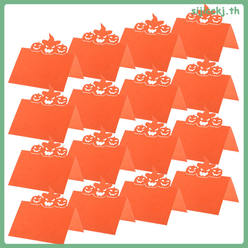 50 Pcs Pumpkin Folded Tent Cards Fall Table Name Tags Dining Halloween ...