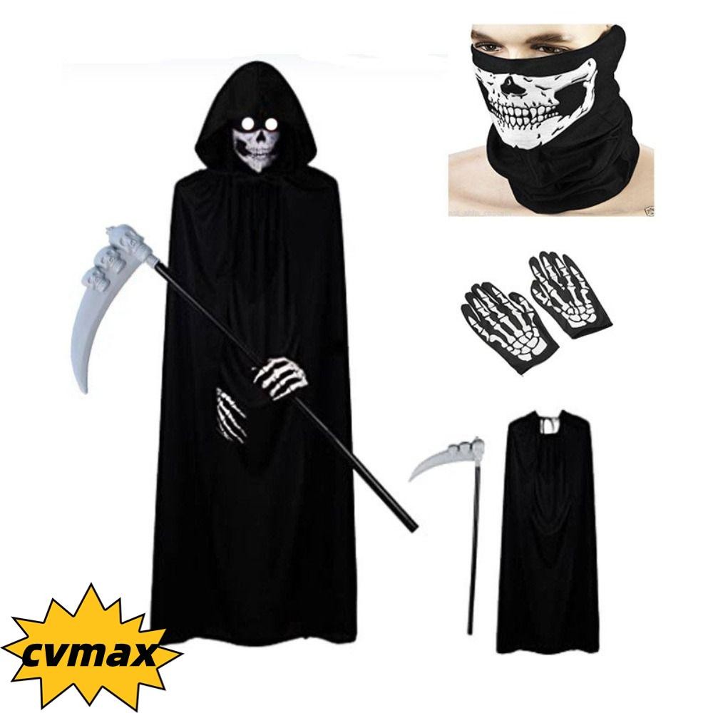 CYMX Halloween Grim Reaper Costume, Black Scary Costume Cosplay ...