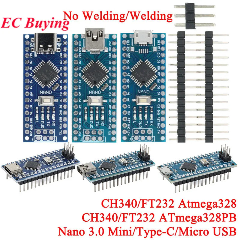 Nano V3.0 3.0 Mini/Type-C/Micro USB Controller Development Board Module ...