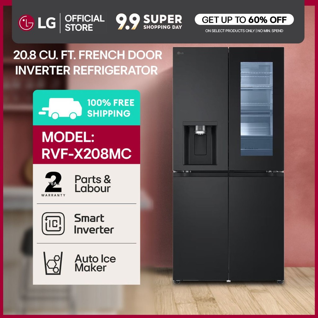 LG 20.8 cu. ft. French Door Refrigerator with Smart Inverter Compressor ...