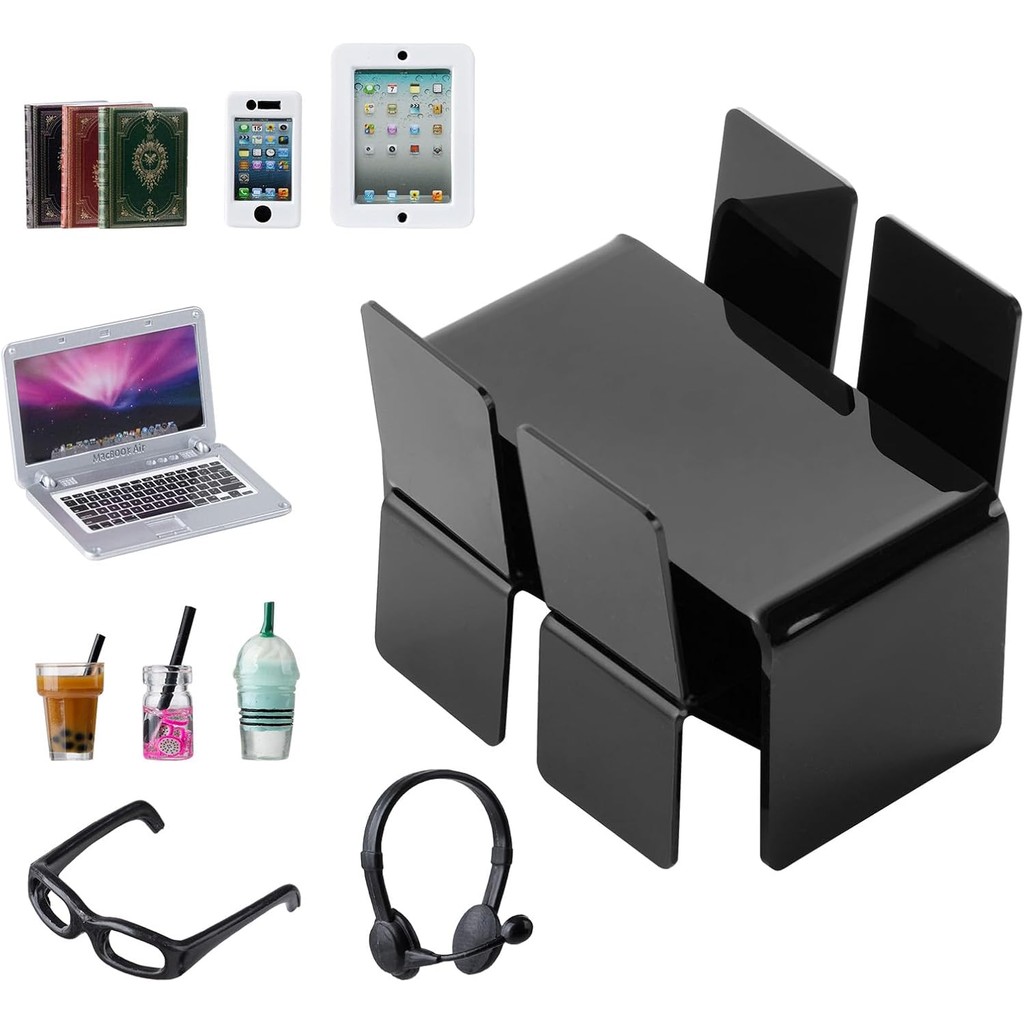 16Pcs Miniature Laptop Computer Tablet Toy Phone Pad and Coffee Juice ...