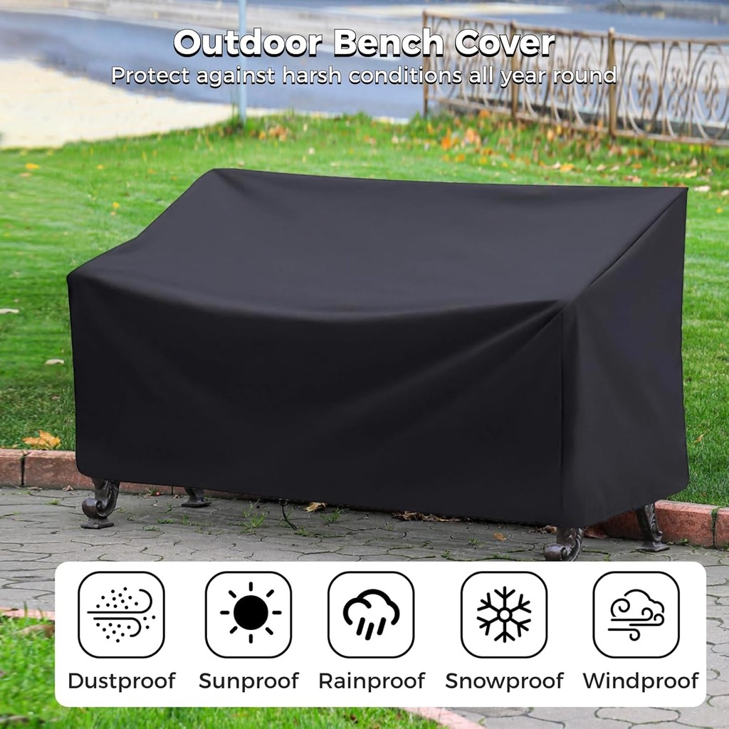 Outdoor Bench Cover, 210D Heavy Duty 2-Seater Patio Bench Furniture ...