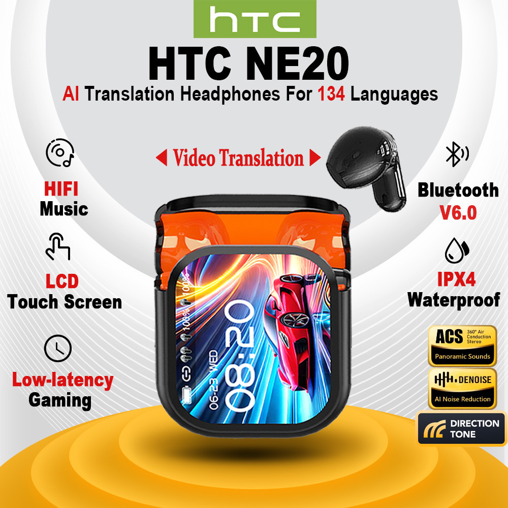 HTC NE20 AI Video Translation Earphones LCD Wireless Earphones 