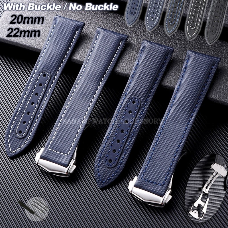 Nylon Sailcloth Watch Strap 20mm 22mm Universal Canvas Leather ...