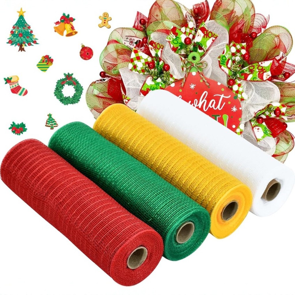 1 Roll Christmas Tree Ribbon Fishnet Yarn, Large Ribbon Ribbon Width ...
