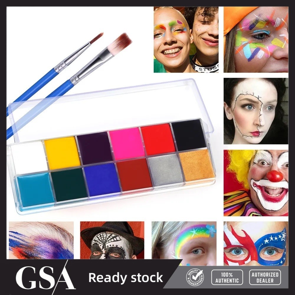 Face Body Paint Set 12 Colors Oil Painting Pigment Art Make Up Kit With ...
