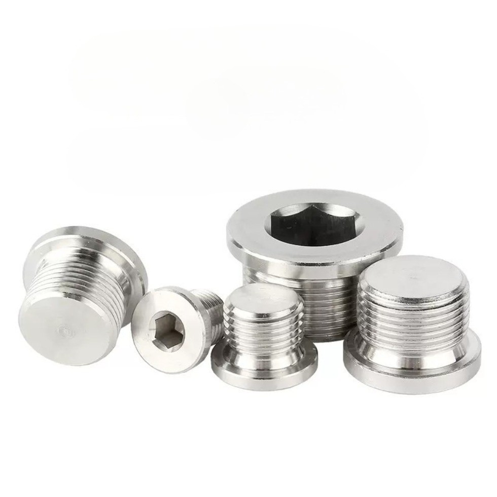 (304 stainless steel flanged hexagonal plug, hexagonal ED ring sealing ...