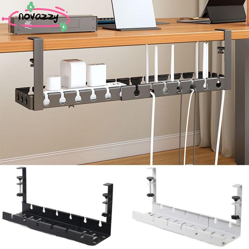 NOVAZZY Under Desk Cable Shelf, Expandable Heavy Duty Retractable Cable ...