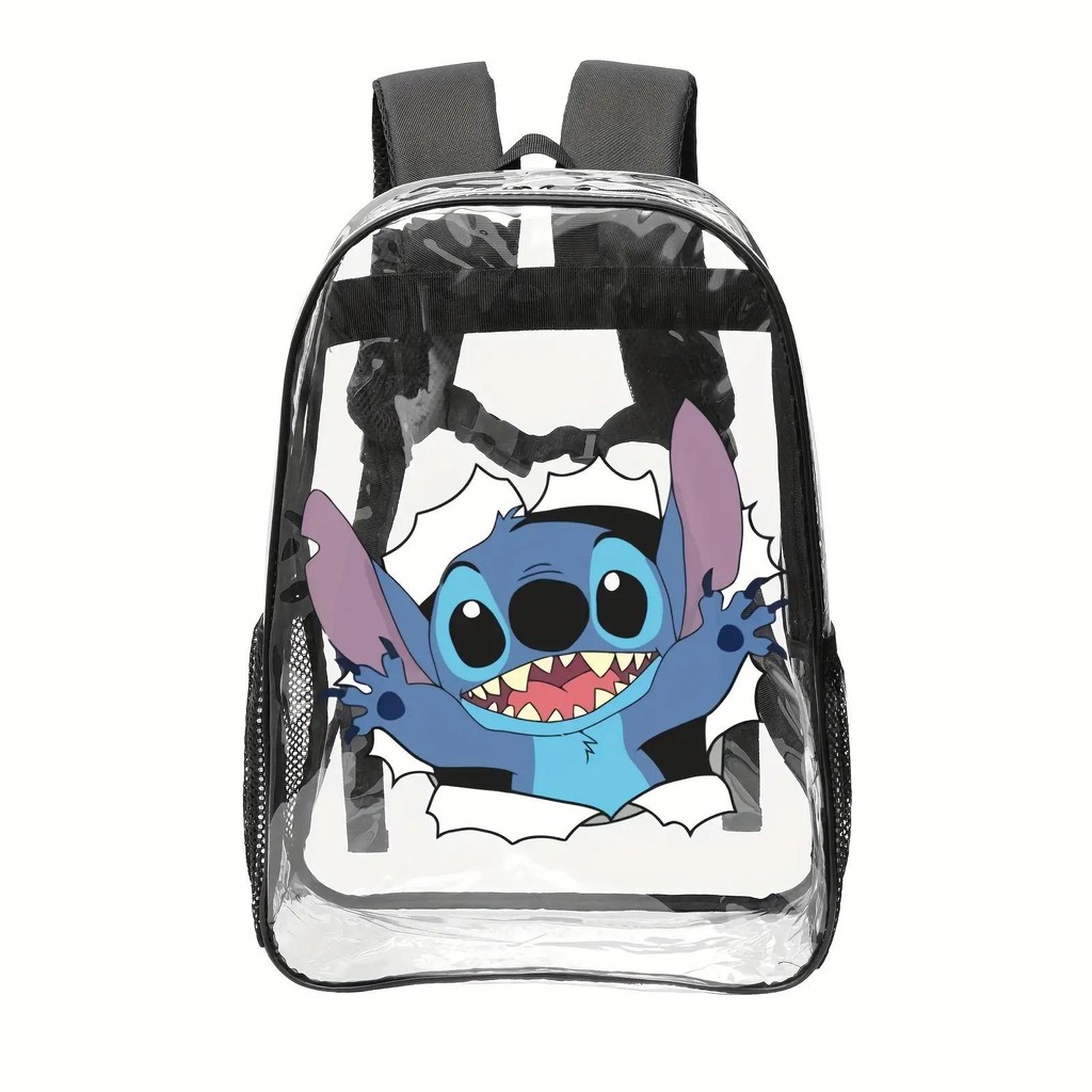 Transparent Double Backpack - Clear PVC School Backpack with Mesh ...