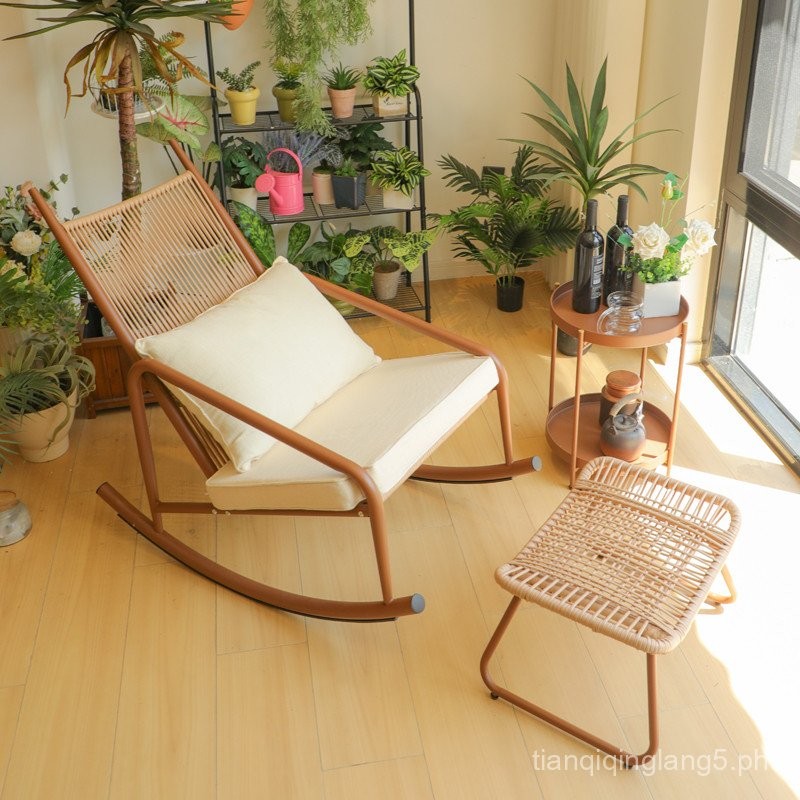 Balcony Rocking Chair Adult Recliner Home Leisure Sunbathing Folding ...