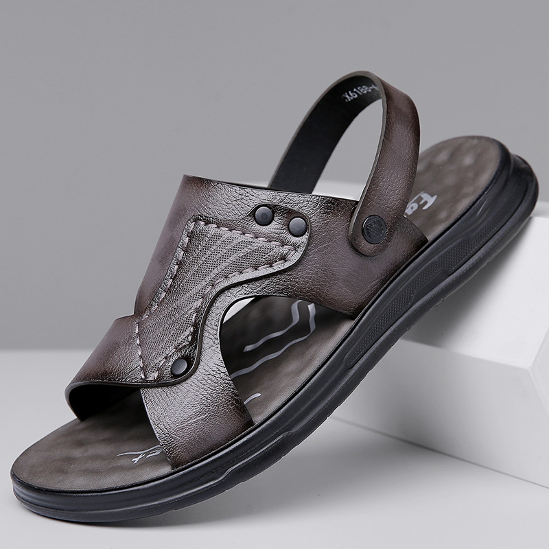 Cangma Shoes Big Dock Layer Cowhide Sandals Summer Casual Two-Way Beach ...