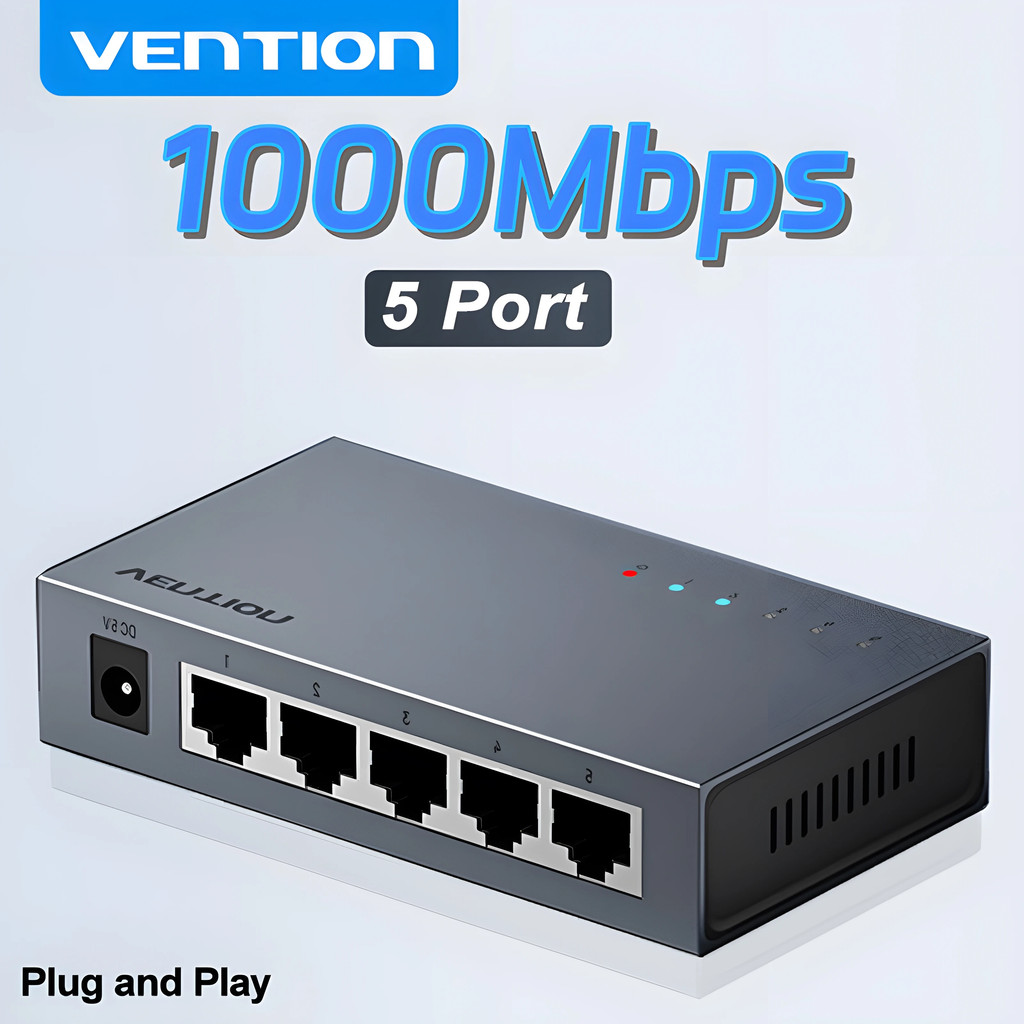 Vention 1000Mbps Gigabit Network Switch Expansion 5 Ports RJ45 Ethernet ...