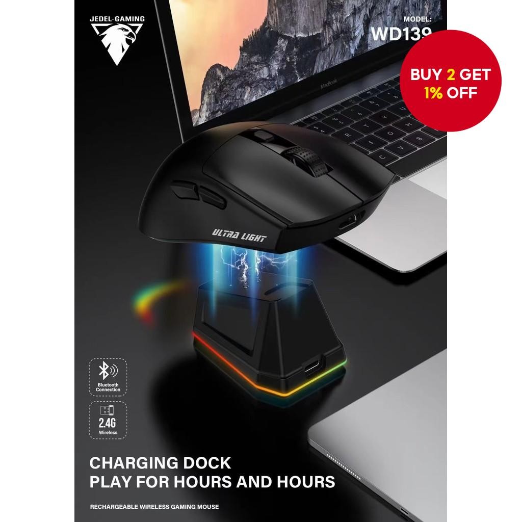 WD139 Lightweight Wireless Gaming Mouse with RGB Charging Dock ...
