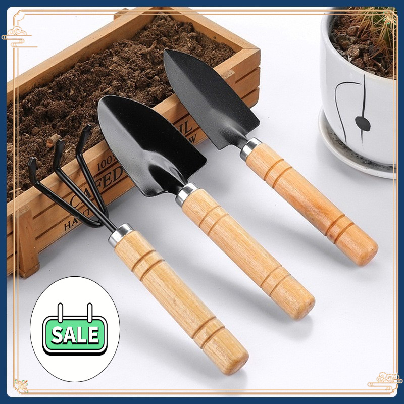 HOT!3pcs Gardening Tool Set,Metal Miniature Spade,Shovel & Rake,Potting ...