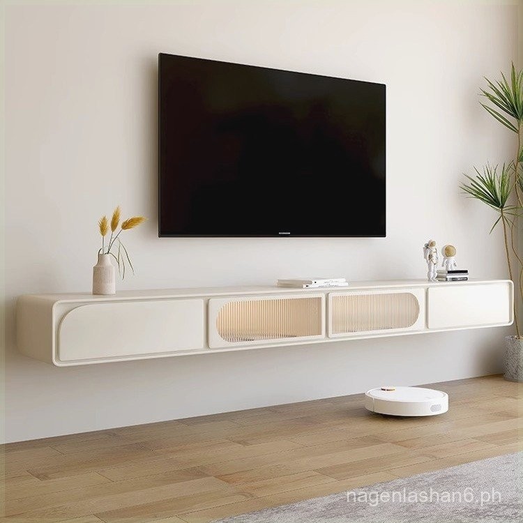 Ultra-Thin TV Cabinet French Cream Style Suspended TV Cabinet Wall ...