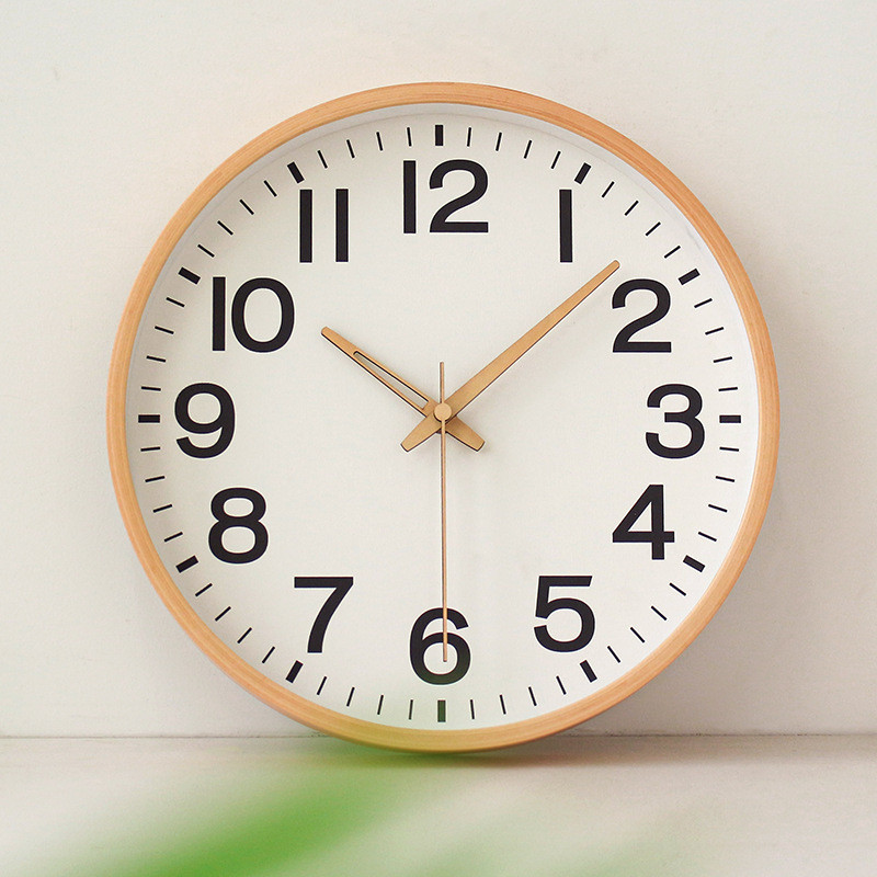 Simple Solid Wood Pointer Wall Clock Japanese Simple Wall Clock Home ...