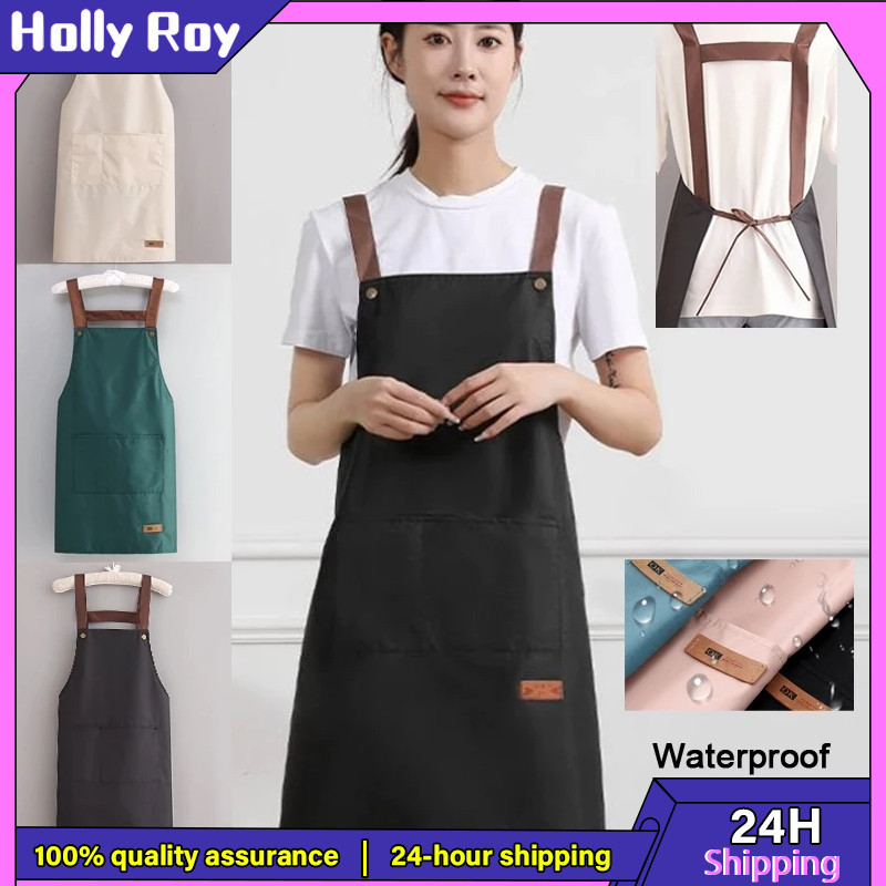 Waterproof Apron Coffee Shop Barber Working Bib Kitchen Cooking Aprons ...