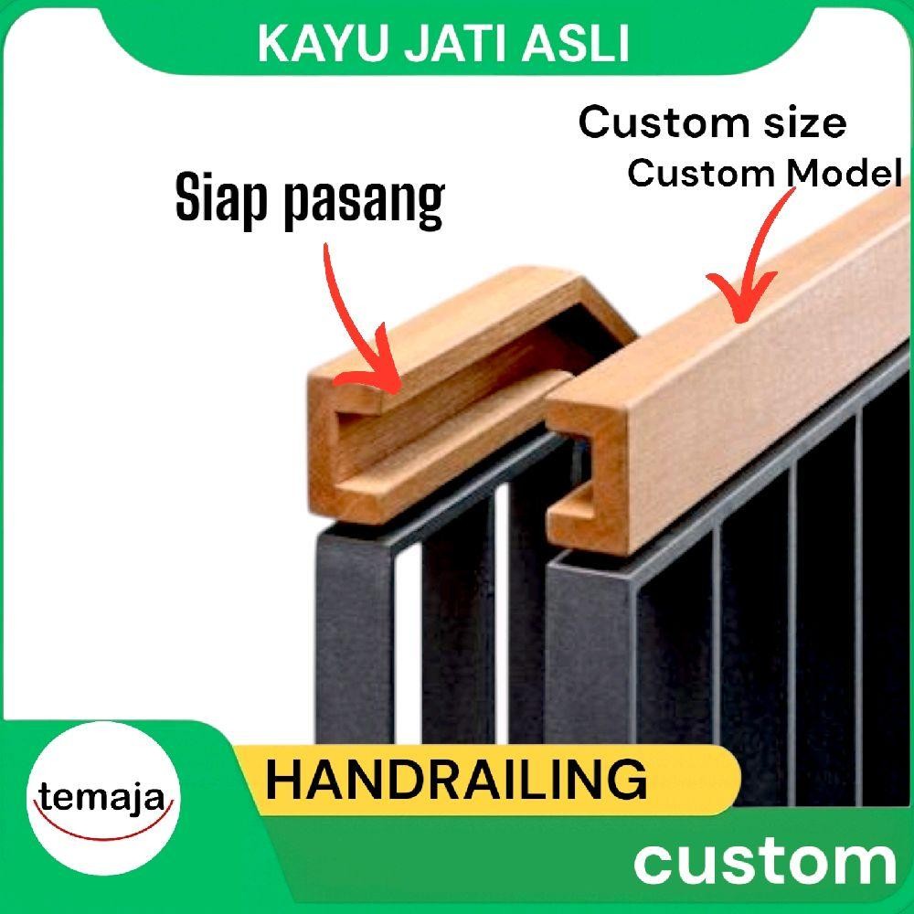 Temeja Custom Furniture teak wood handrail, stair railing, Modern ...
