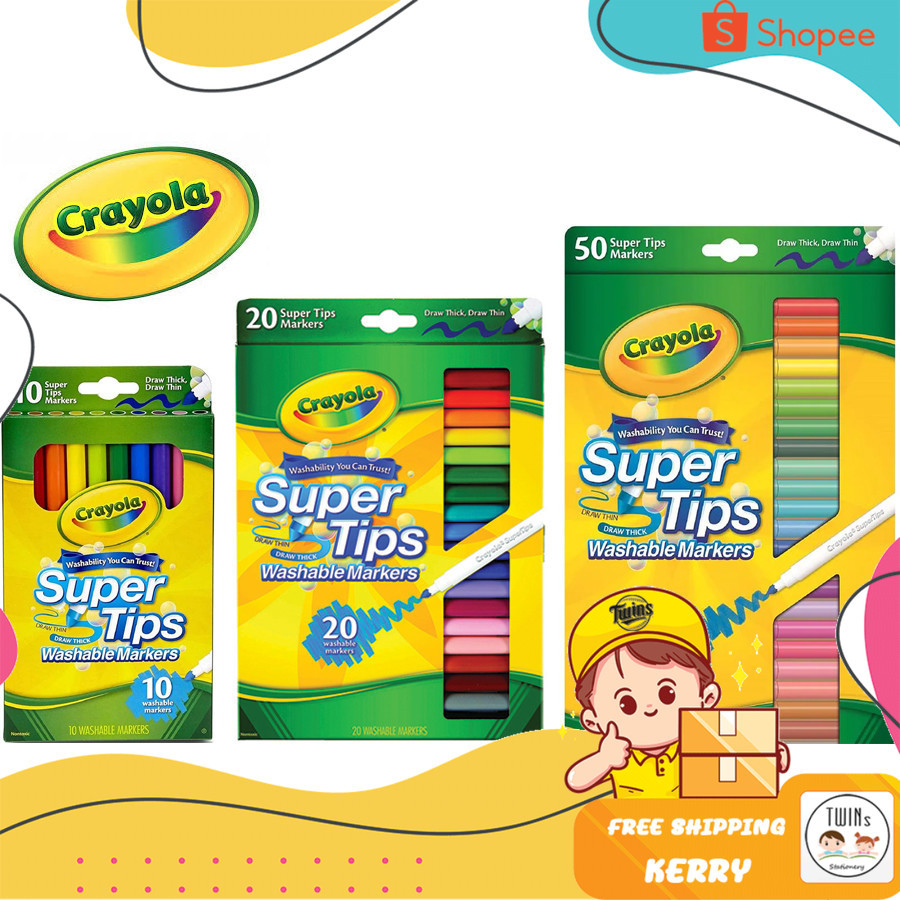 Cheapest Crayola Super Tips Color Pen Model 10/20/ 50/100 Colors ...