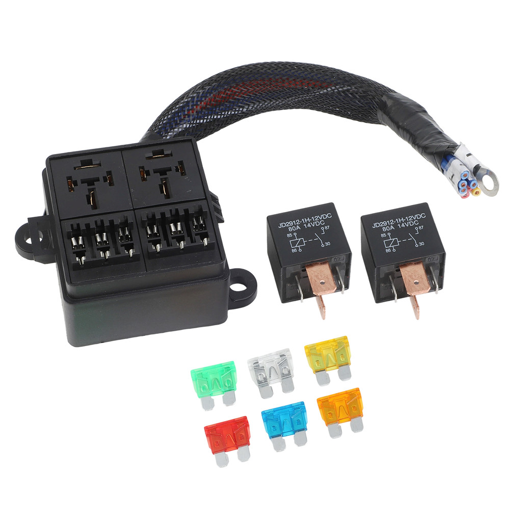 Pre-Wired Fuse Relay Box with 2pcs 4Pin 80A Relays,6pcs Fuses ...