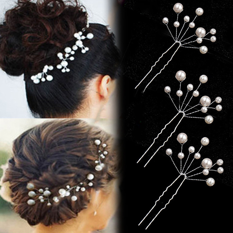 FCPH Pearl Hair Pins Pearl Crystal Bobby Hair Pin Wedding Hair — free download