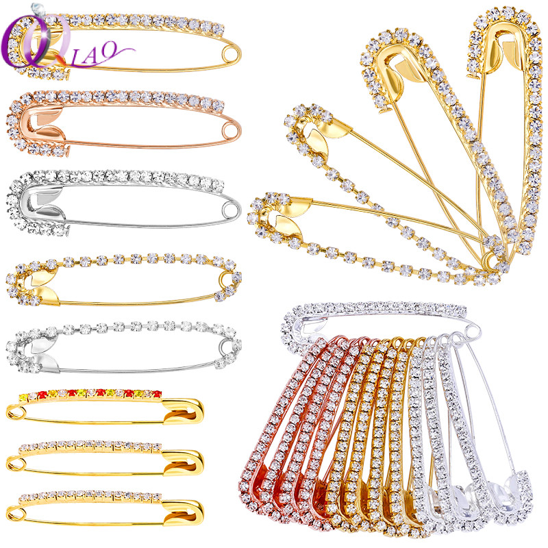 QIAO 12PCS Safety Pins Rhinestone Decorative Brooch Pin | Shopee ...