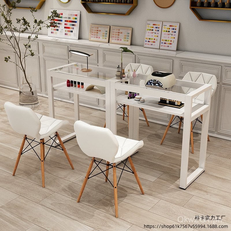 Workbench Nail Table Set Nail Salon Tempered Glass Single and Double ...