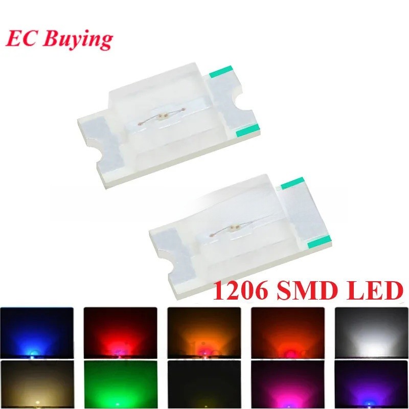 100pcs 1206 3216 SMD LED Bead Light Emitting Diode Red Blue Yellow ...