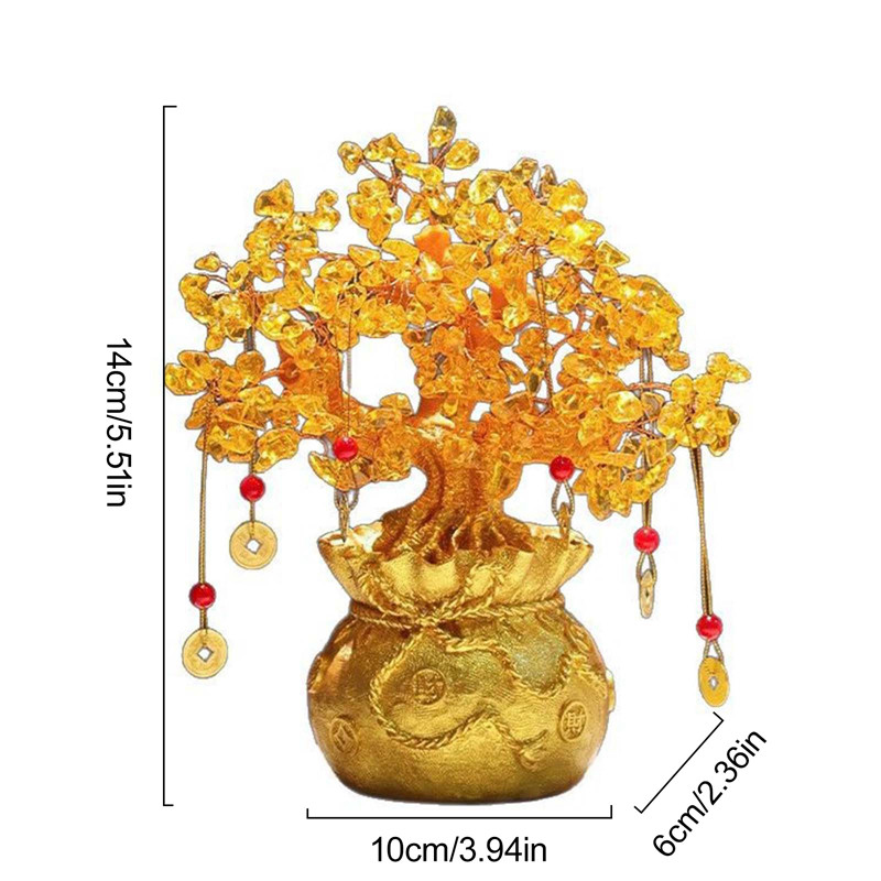 Mini Money Tree Feng Shui Ornaments Fortune Tree Money Bag Business ...