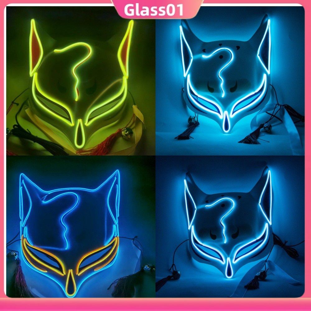 Halloween Glowing Mask With LED Lights Spooky Light-Up Face Costume For ...