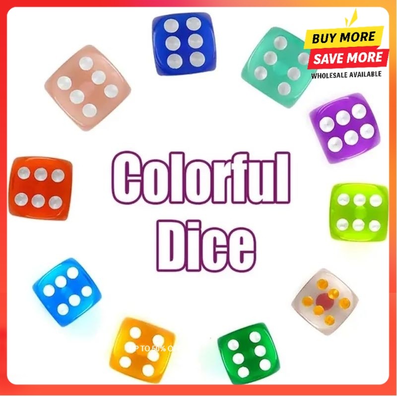(SOLD BY 5 PCS) acrylic Colored dice good quality for board games ...