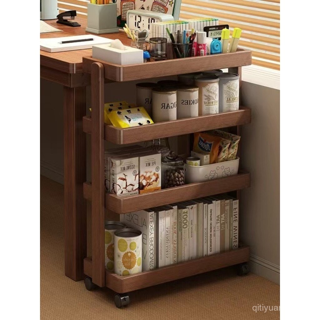 All Solid Wood Wall-Mounted Cabinet Storage Rack Small Trolley with ...