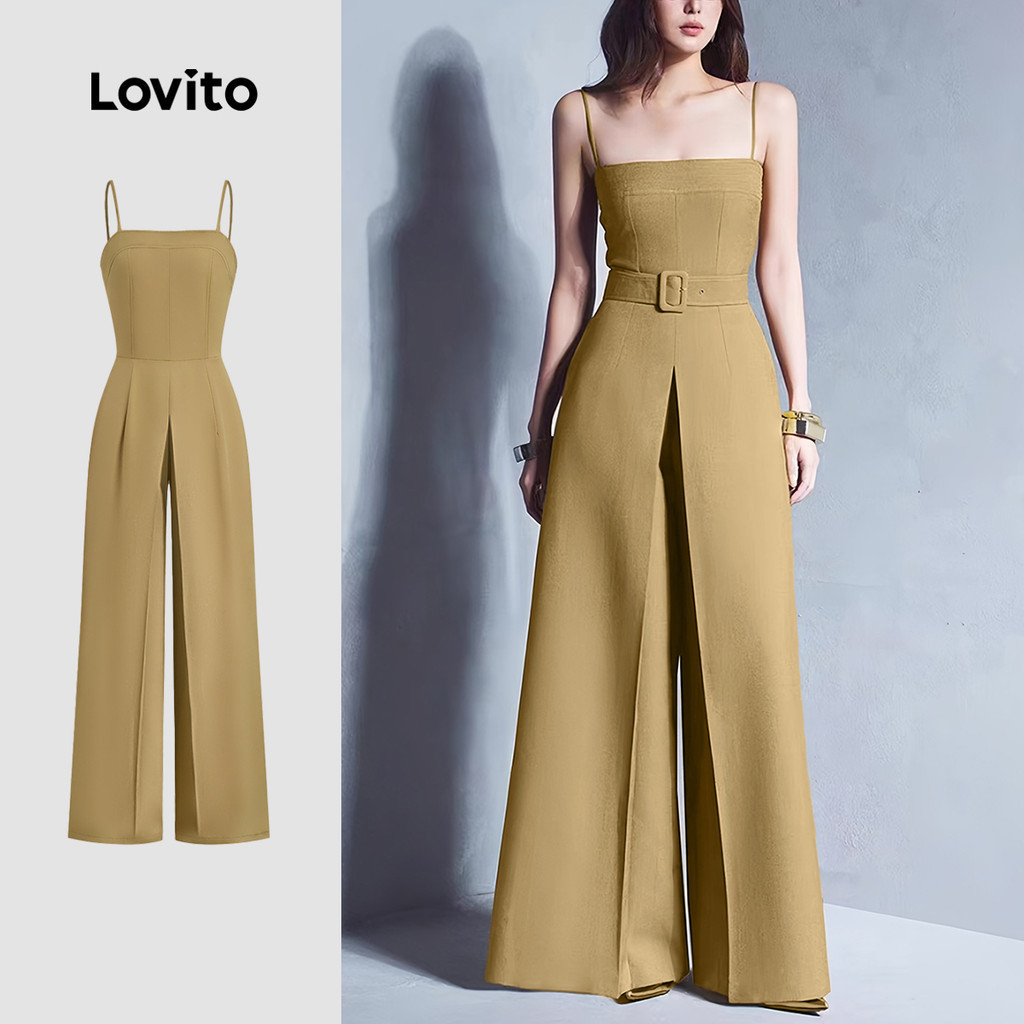 Lovito Elegant Women Jumpsuit Adjustable Shoulder Strap Spring/summer ...