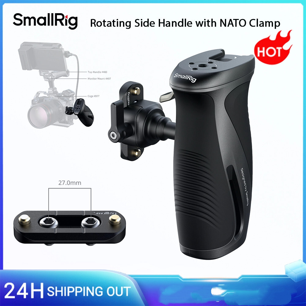 SmallRig Push-Button Rotating NATO Handle Handgrip with Quick Release Built-in NATO Rail (Left