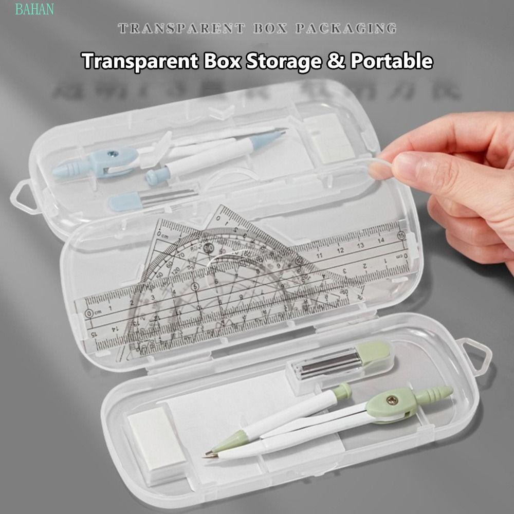 BAHAN 8PCS/Set Ruler Compasses Set, Straight Ruler Plastic Protractor ...