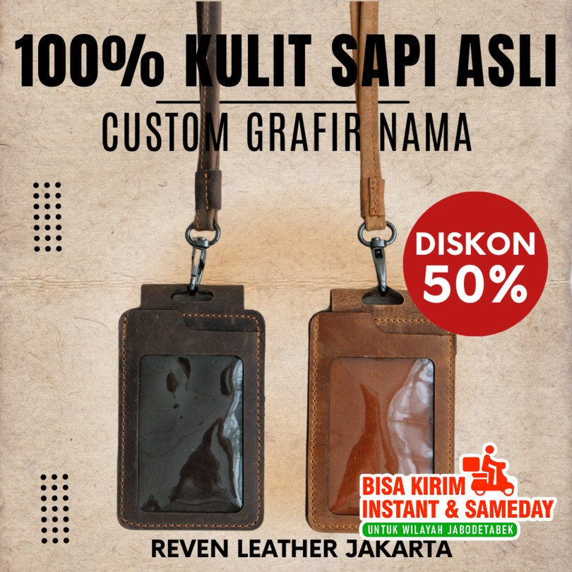 GANTUNGAN Reven Leather - Arca Hanger Holder Leather ID Card Name Tag ...