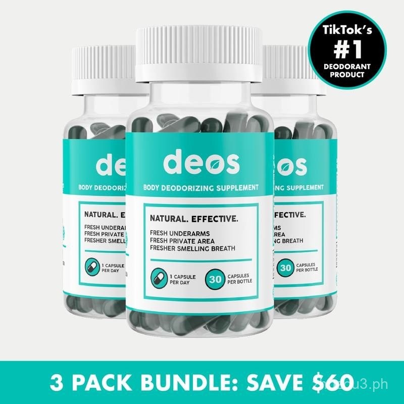 3 Pack DEOS Body Odor Eliminator – Natural Internal Deodorizing Supplement for Full-Body