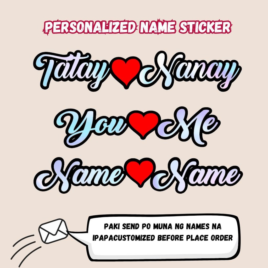 Customized Couple Name Sticker Decals - Waterproof and Durable | Shopee ...