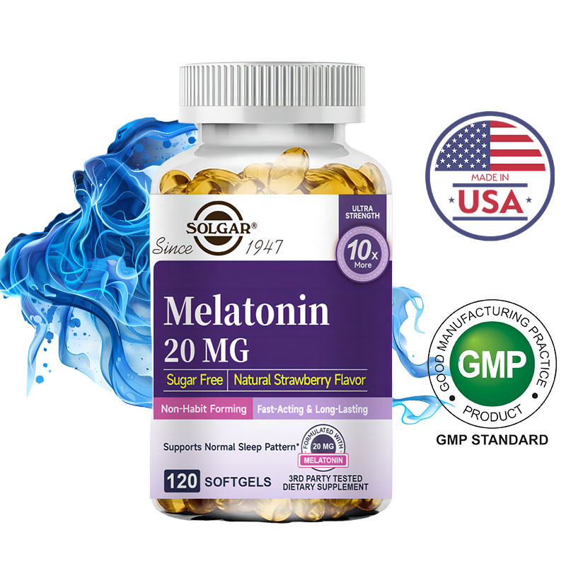 SOLGAR Melatonin Softgels 20mg Supplement Aldult Sleep & Calmness ...