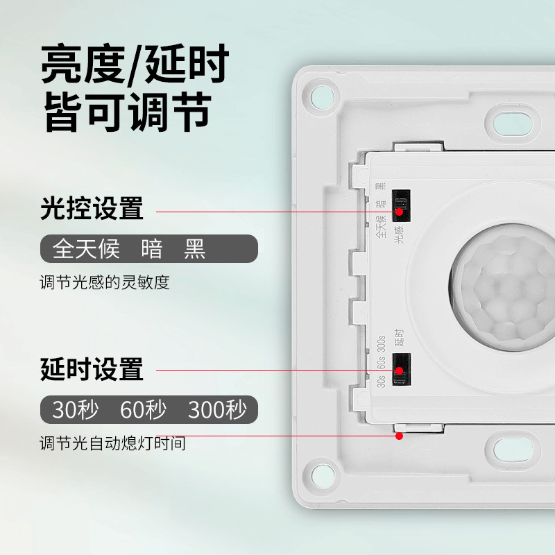 Type 86 Adjustable Human Body Sensor Switch Infrared Intelligent Sensor ...