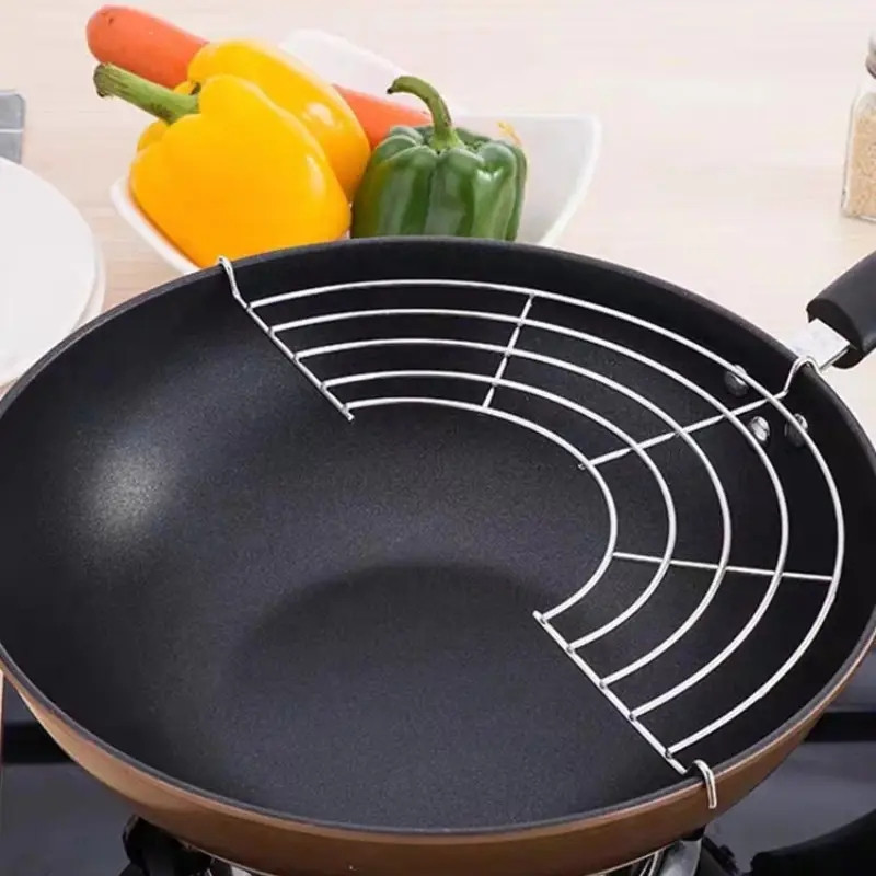 Stainless Steel Frying Oil Strainer Steam Rack Oil Drainer Mesh ...